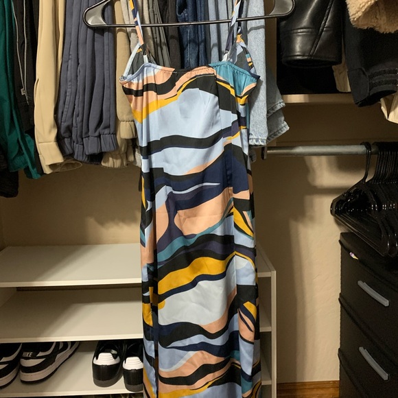 long sleeve plunge midi dress Tapestry Multi Wanderlust Plunge Midi Dress